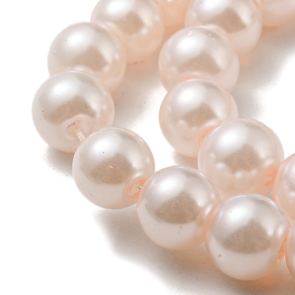 Baking Painted Pearlized Glass Pearl Round Bead Strands Old Lace 8mm Hole: 1mm 108~109pcs/strand 31.10~31.50''(79~80cm)