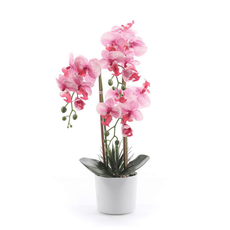 Fake Flowers with Vase, Faux Orchid, Artificial Flowers in Vase, Fake  Orchid Fake Plant, Artificial Orchids, Artificial Plants for Home Decor  Indoor, Orquideas Artificiales Grandes - White