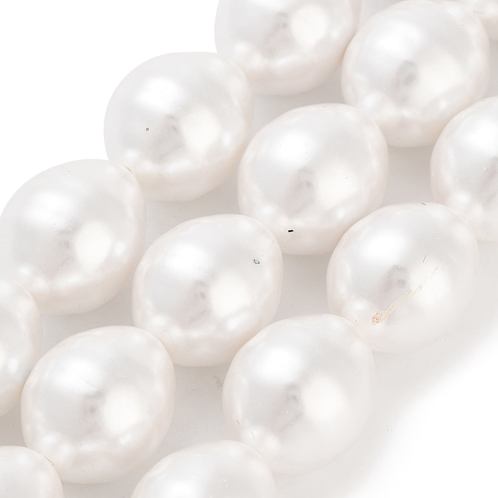 2strands Electroplated Shell Pearl Beads Strands Grooved Oval Beads White 17x13mm Hole: 0.8mm about 24pcs/strand 15.94''(40.5cm)