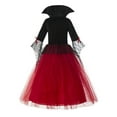 thumbnail image 3 of Kiijoy Toddler Girls Halloween Lace Dress Flare Sleeve Mesh Party Gown Role Play Dress, 3 of 8
