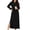 Black, variant on Women Nightgowns Hooded Ribbed Knit Kangaroo Pocket Side Slits Ankle Length Long Sleeve for Cold Evenings at Home and Weekend Mornings