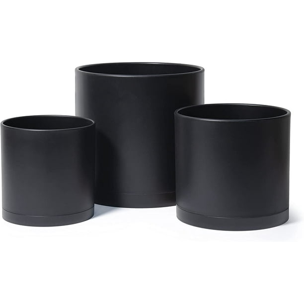 10 Inch 12 Inch 14 Inch, Set of 3 Plastic Planter Pots for Plants with Drainage Hole and
