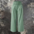thumbnail image 2 of Women's High Waist Linen Wide Leg Pants Elastic Waist Casual Trousers with Pockets Lightweight by Yigetop Green XL, 2 of 6