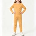thumbnail image 6 of Acaics Boys And Girls Solid Long Sleeve Top And Pants Outfit Set Soft Cotton Casual Loungewear For Kids, 6 of 6