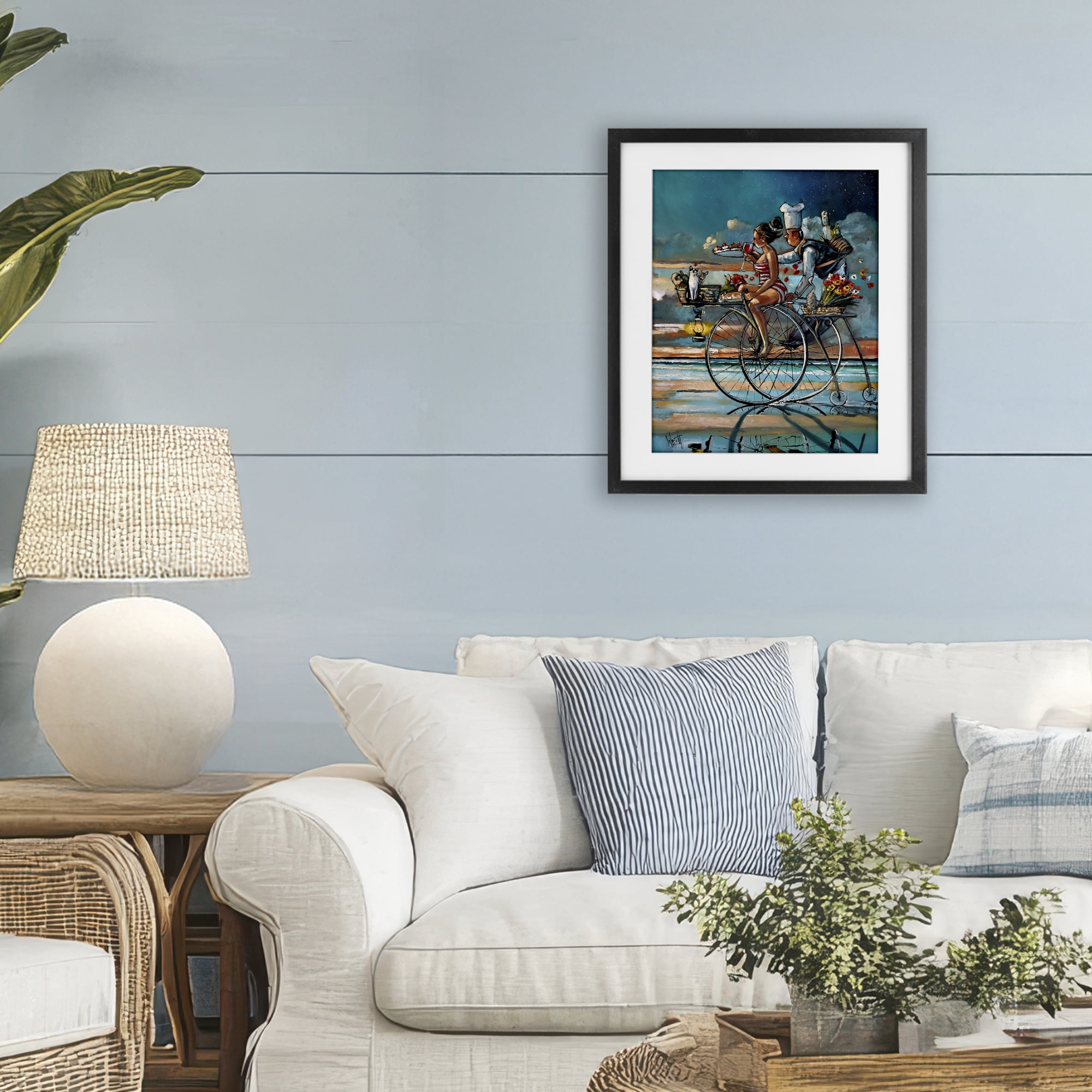Stupell Industries Zaan's Dream Seaside Bicycle Ride Black Framed Print Under Glass, design by Ronald West