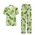 thumbnail image 5 of Yuyamidu Pickled Cucumber Women's 2-Piece Pajama Set Short Sleeve Nightshirt & Sleep Pants Soft Comfy PJs Loungewear, Green, 5 of 7