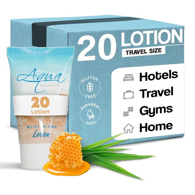 Aqua Organics Loción Tamaño de viaje Servicios del hotel 1 oz (Caja de 20)