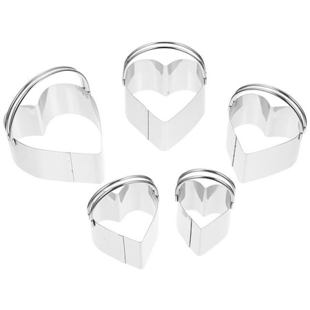 

5Pcs Heart Baking Mold Heart Biscuit Cutter Stainless Baking Tools Multi-use Heart Molds