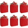 thumbnail image 7 of Reusable Heavy Duty 100% Cotton Canvas Grocery Bags | With Strong Handles Holds up to 50lbs | Eco Friendly | Large Size 14x14x7.5" - Red, 7 of 7