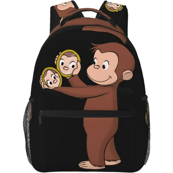 Curious George Laptop Bag Cartoon Backpack Casual Travel Backpacks Daypack For Men Women