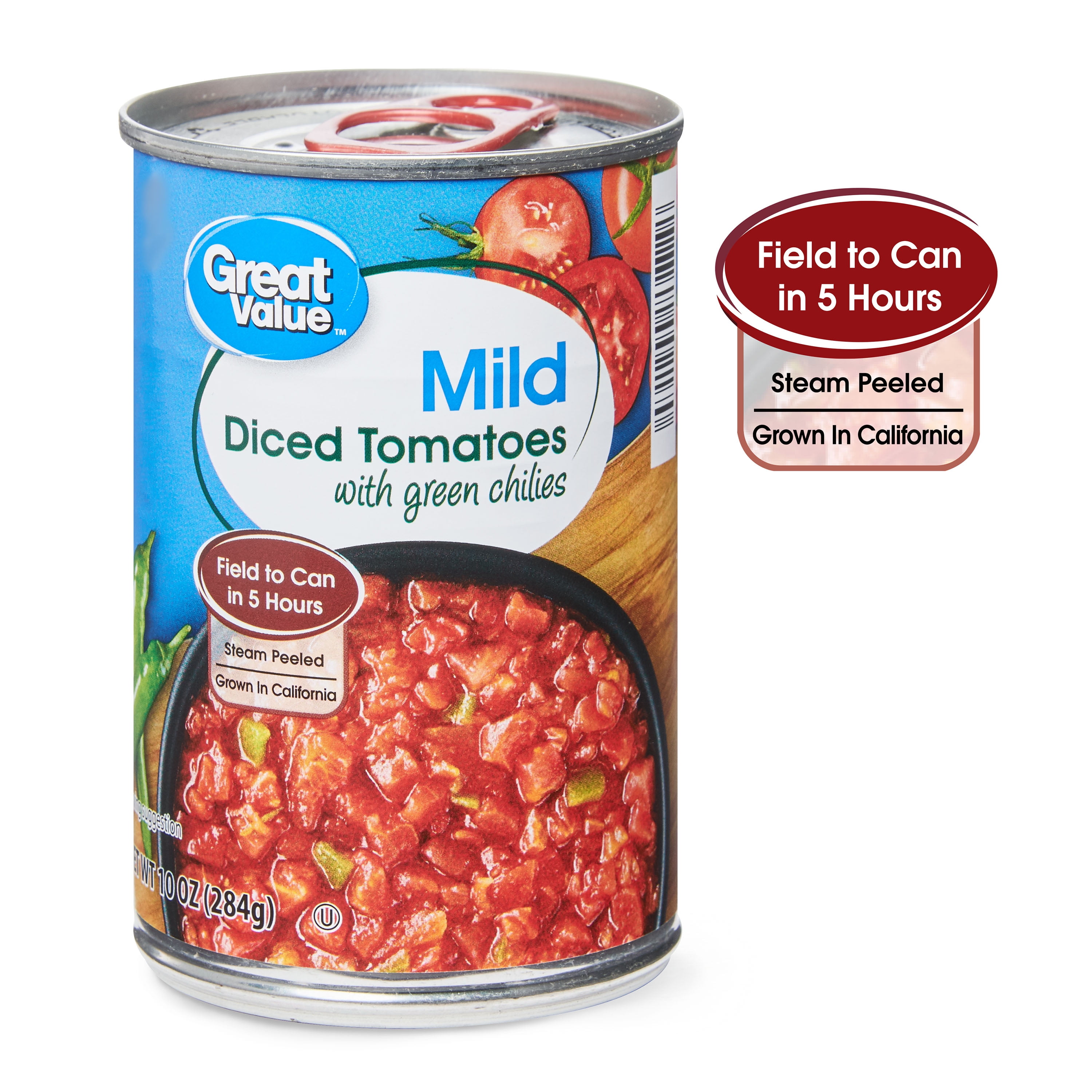 Great Value Mild Diced Tomatoes With Green Chilies 10 Oz Walmart Com Walmart Com