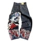 thumbnail image 1 of Pantalones vaqueros unisex estilo hip-hop gótico urbano de talle alto y corte holgado con diseños rasgados y bordados for hombre y mujer, 1 of 4
