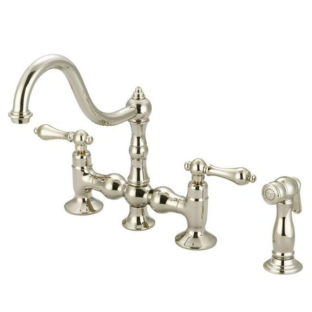 Water Creation F5-0010-05-AL Bridge Style Kitchen Faucet - Polished Nickel - Ivory