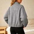 thumbnail image 4 of Women Oversized Gingham Jacket Zip Up Stand Collar Casual Coat Spring Fall Clothes (Black L), 4 of 6