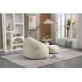 thumbnail image 3 of Bean Bag Chair Sofa w/Foot Stool, Memory Foam Pre-Filled Bean Bag Chairs Stuffed Beanbag Sofa Lazy Bean Bag Sofa for Adults, Teens for Gaming, Reading & Relaxing (Microfiber, Beige), 3 of 9