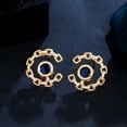 thumbnail image 2 of Blue CZ Cuban Link Chain Tiny Round Stud Earrings for Women Gold Plated Jewelry, 2 of 9