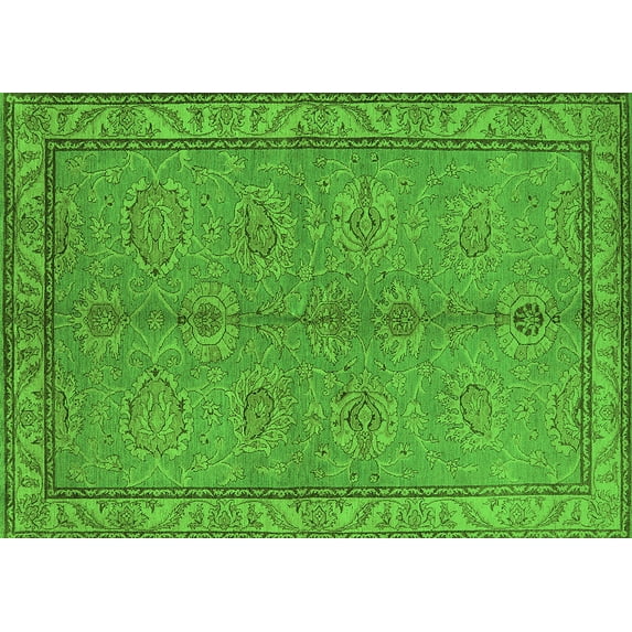 Ahgly Company Indoor Rectangle Oriental Green Industrial Area Rugs, 5' x 8'