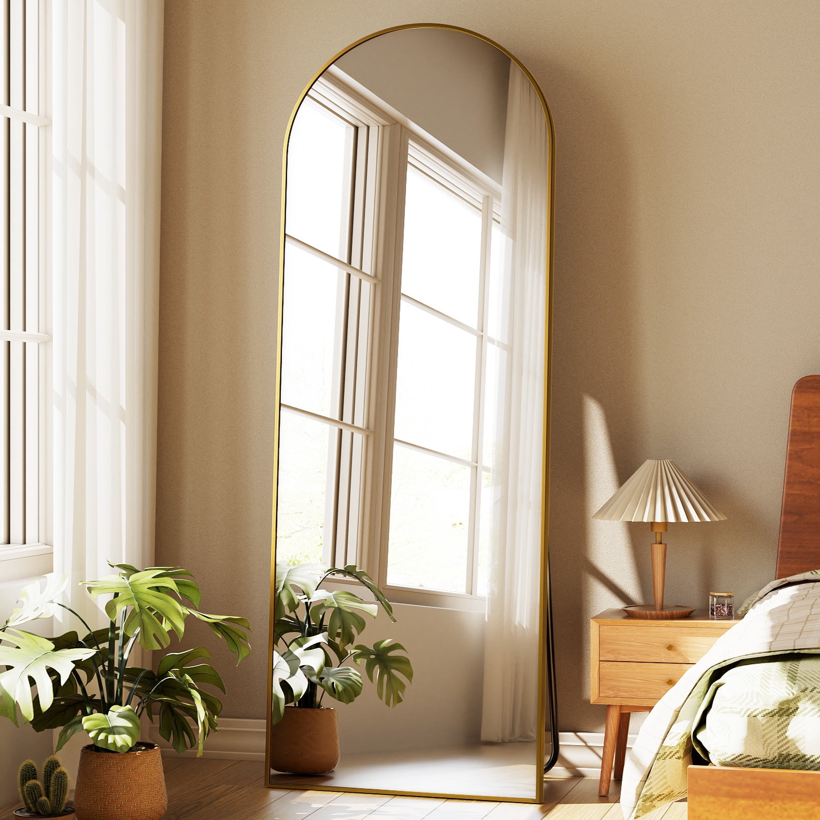 Mirrosa 22.1"x68" Arched Full Length Mirror with Stand Standing Mirror,Gold