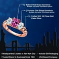thumbnail image 2 of Gem Stone King 18K Rose Gold Plated Silver Pink Created Sapphire and Sky Blue Aquamarine Filigree Style 3 Stone Ring for Women (2.65 Cttw, Oval 8X6MM and 6X4MM) (Size 8), 2 of 6