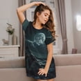 thumbnail image 3 of Vsdgher Moonlit Night Sky Shark Pattern Womens Short Sleeve Sleepshirt Scoopneck Cute Nightdress Ruffle Comfy Nightgown, 3 of 6