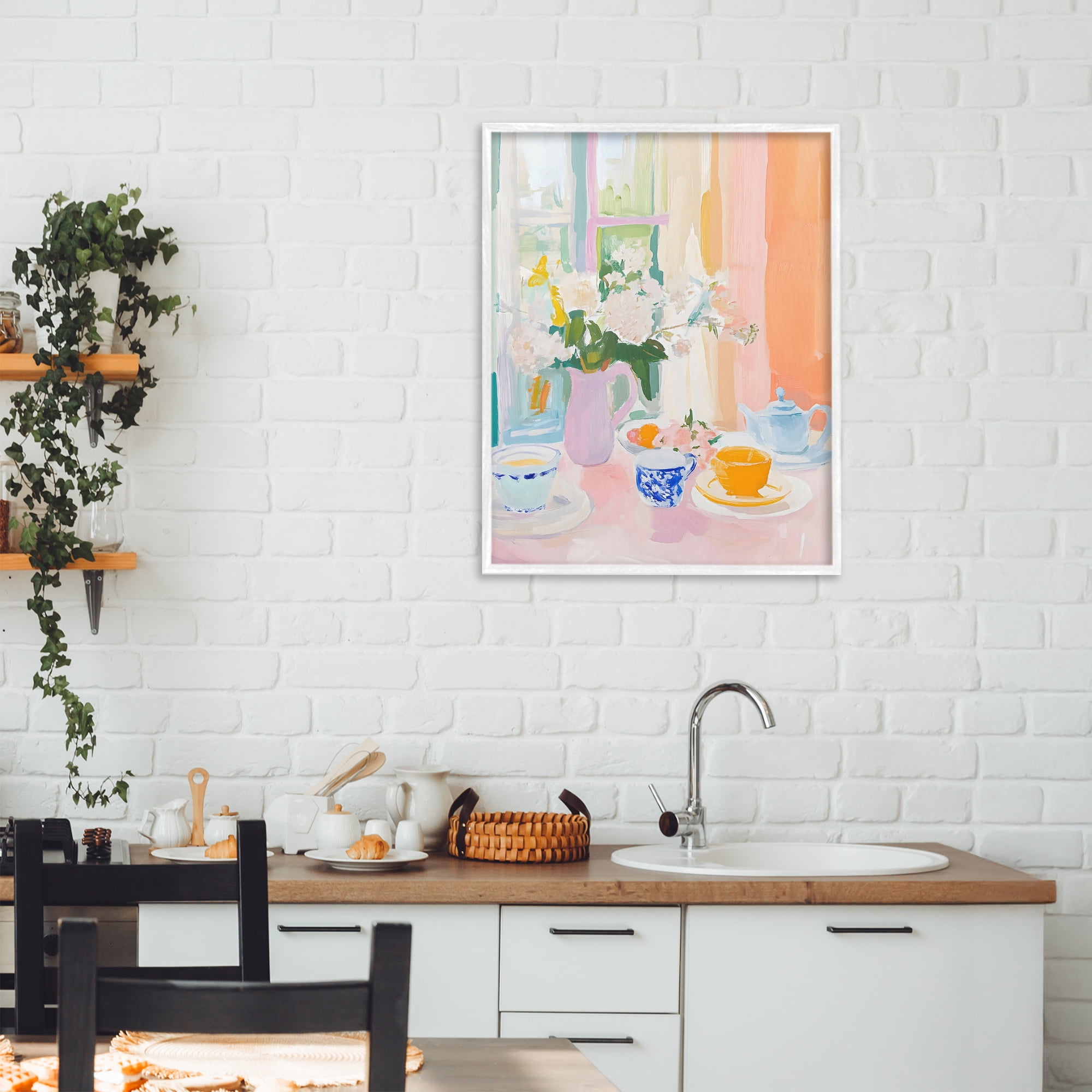 Stupell Industries Breakfast Still Life Abstraction White Framed Giclee Art, design by The Prints Vibe