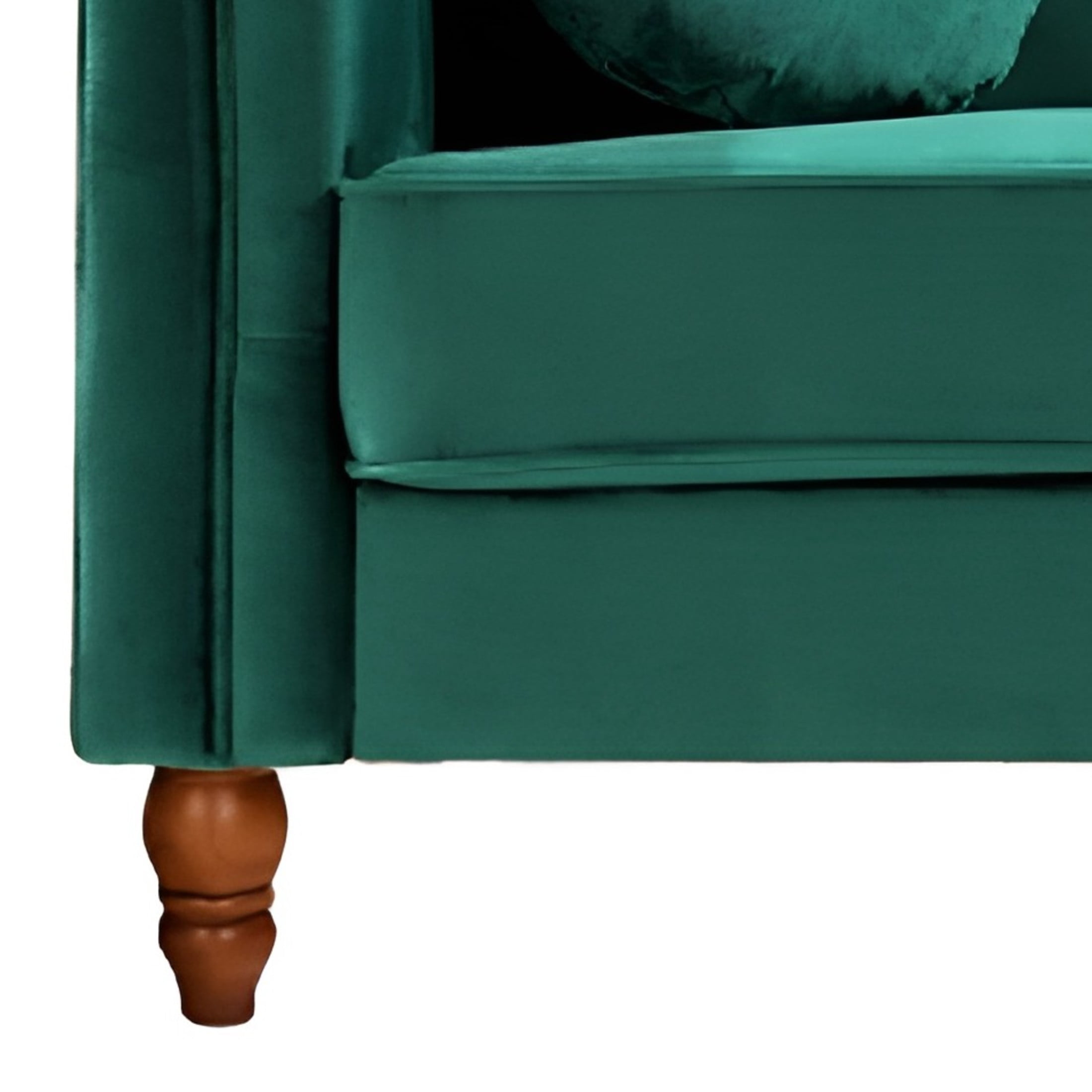 GDF Studio 58.3" Loveseat with Button-Tufted Crushed Velvet Upholstery & Tapered Wood Legs, Green