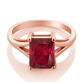 thumbnail image 2 of Gem Stone King 18K Rose Gold Plated Silver Red Created Ruby Solitaire Engagement Ring for Women (2.80 Cttw, Emerald Cut 9X7MM, Gemstone July Birthstone, Size 6), 2 of 4