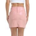 thumbnail image 6 of HDE Women's Faux Leather Skirt High Waisted Mini Skirt with Slit Pink L, 6 of 6