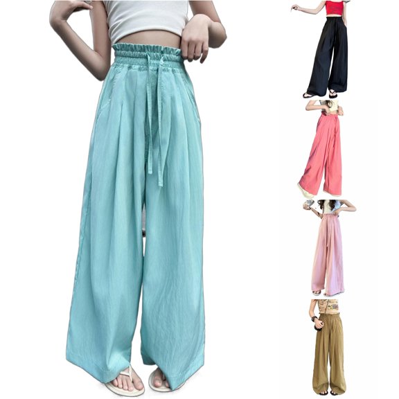 Girl Sweatpants Baggy High Waist Elastic Jogger with Pockets Girls Solid Pants Youth Outfits 11-12 Years