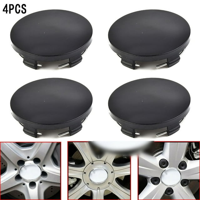 4Pcs 60Mm New Abs Black Silver Car Vehicle Wheel Hub Center Cap Cover Black