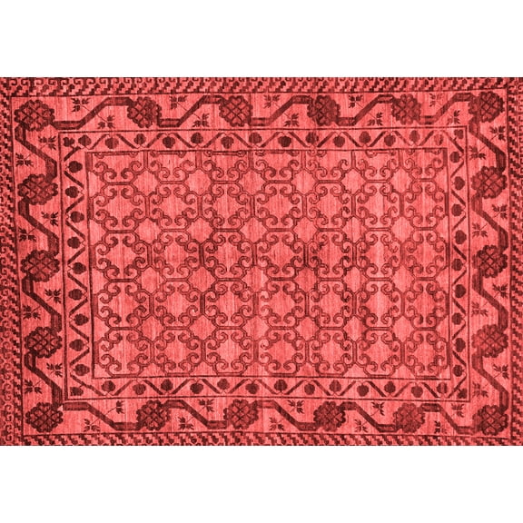 Ahgly Company Machine Washable Indoor Rectangle Southwestern Red Country Area Rugs, 5' x 7'
