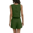 thumbnail image 6 of Biekopu Women's Summer 2PCS Outfit Sets Solid Color Sleeveless Sling Vest Shorts with Pockets, 6 of 6
