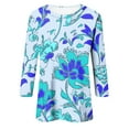 thumbnail image 2 of SHE IS Womens 3/4 Sleeve Tops, Womens Long Sleeve T Shirts V Neck White Graphic Tops for Women Sexy 3/4 Length Sleeve Womens Tops Cotton Striped Graphic Tees for Women Trendy Plus Size, 2 of 3