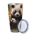 thumbnail image 2 of Lsque Forest Panda Pattern 20oz Car Cup with Lid and Straw, Insulated Coffee Cup with Straw Topper, Spill Proof Travel Coffee Mug, Stainless Steel Tumble-Straw Three-piece Set, 2 of 8