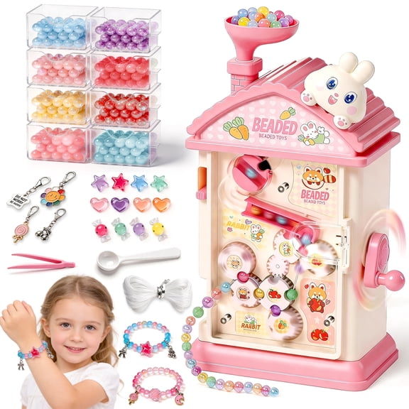 Chuvikid Bracelet Maker Machine,Jewelry Making Kit with Beads and Automatic Bead Stringing Machine,Kids Crafts Toy Gifts for Kids Ages 3-12 Years Old
