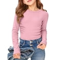 thumbnail image 5 of KAUOD Girls Long Sleeve Shirt Crew Neck Knit Stretchy Pullover Tops Teen Kids Plain School Casual T-Shirt Soft Clothes, 5 of 7