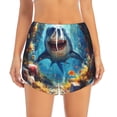 thumbnail image 2 of Rateoe Colorful Underwater Shark Printed 2 in 1 Women's Workout Shorts for Athletic Gym Running Shorts with Phone Pockets-Small, 2 of 7