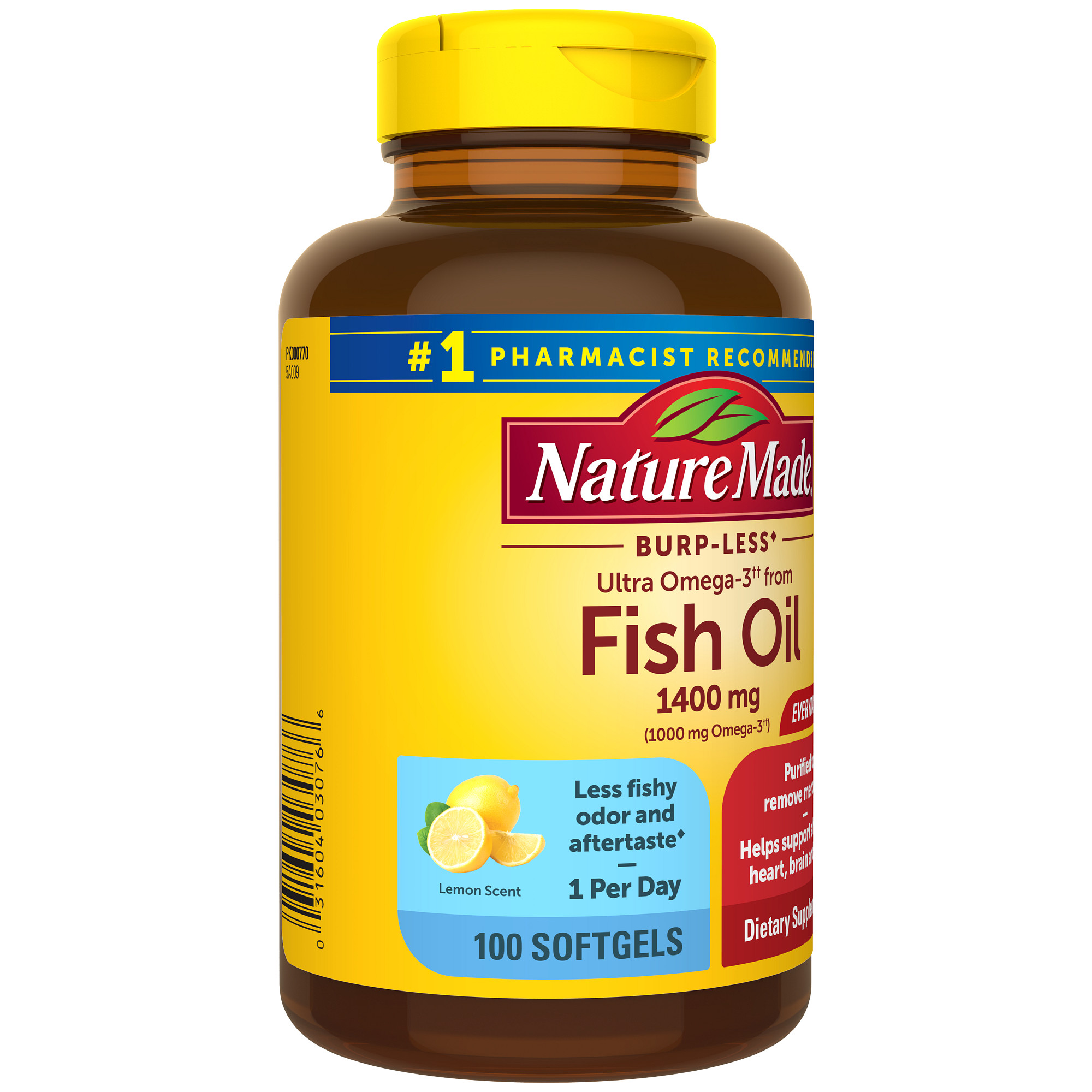 Nature Made Burp Less Ultra Omega 3 Fish Oil 1400 mg Softgels, Fish Oil Supplements, 100 Count - image 10 of 14