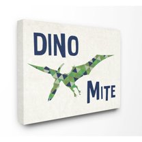 The Kids Room by Stupell Dino Mite Blue Green Dinosaur Kids Word Design Canvas Wall Art by Daphne Polselli
