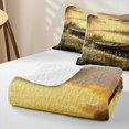 thumbnail image 4 of Feelyou Wildflower Boat Twin Quilt Set for Men Women, Forest Lake Country Outdoor Nature Twin Coverlet Set, Gold Yellow, 2pcs, 4 of 7