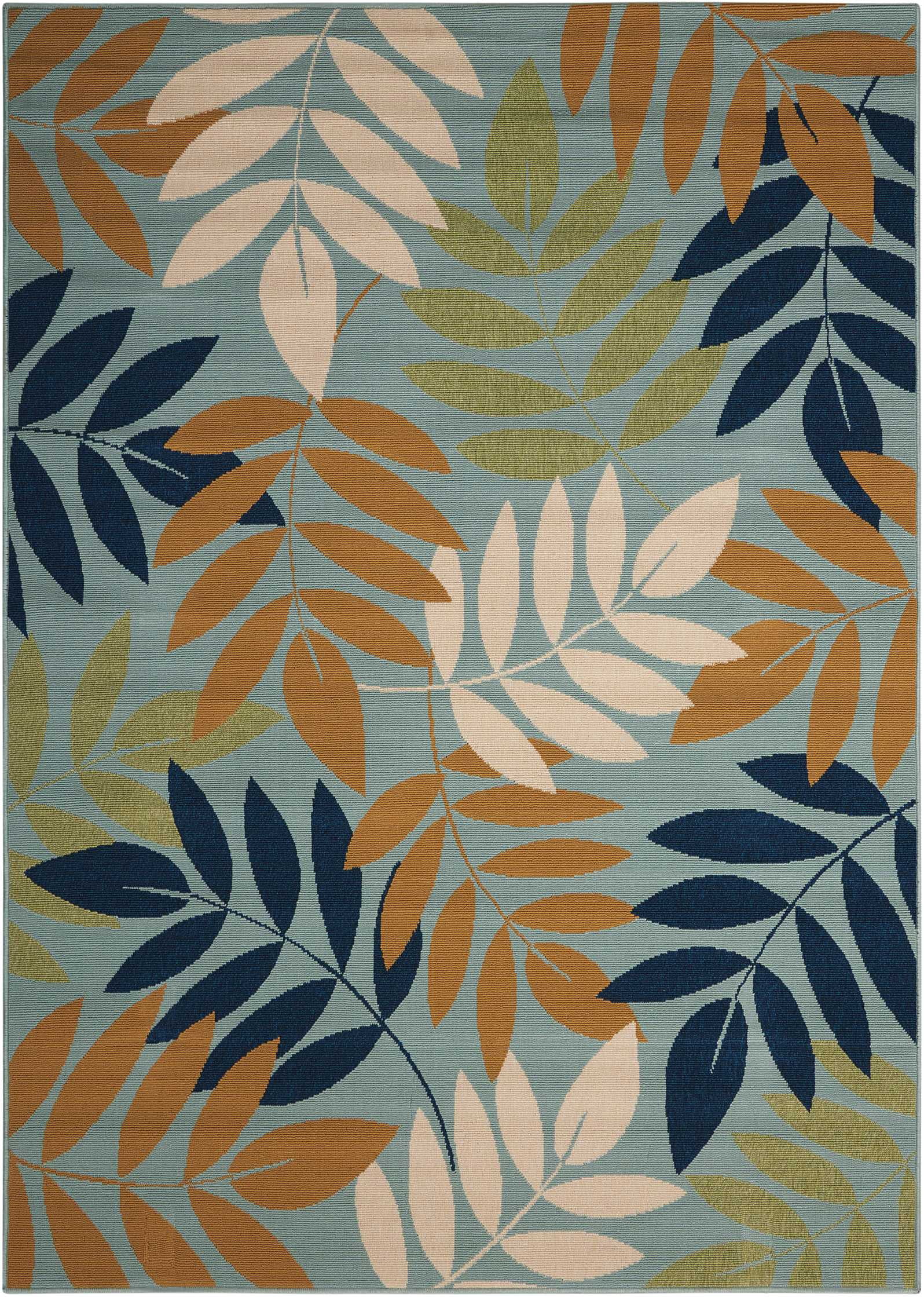 Nourison Caribbean Indoor/Outdoor Blue 9'3" x 12'9" Area Rug, (9x13)