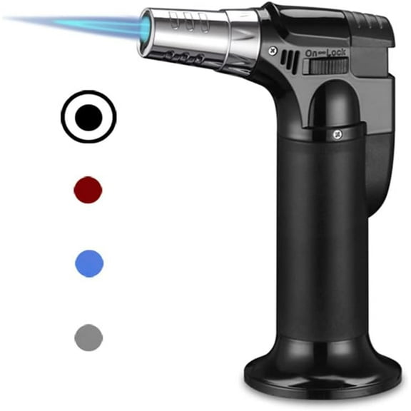 Butane Torch, ibforcty Refillable Culinary Cooking Torch Kitchen Blow Torch Lighter with Safety Lock Adjustable and Lock Flame (Black)