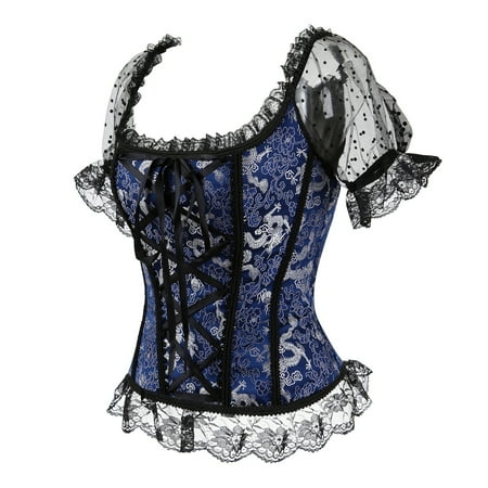 

iOPQO sexy lingerie for women Women Underbust Lace Bandage Waist Trainer Corsets Shapewear Body Shaper Shapers Blue S