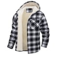 thumbnail image 3 of EINCcm Men's Plaid Jacket Hooded Plaid Jackets Cotton Sherpa Lined Jacket Winter Button Down Jackets with Pockets, 3 of 6