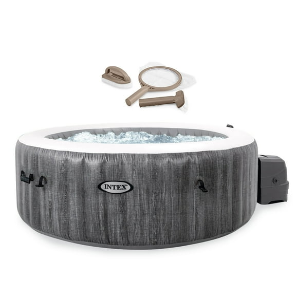 INTEX PureSpa Plus Greywood Inflatable Hot Tub Jet Spa with Accessory Kit