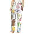 thumbnail image 3 of Naloa Happy Easter1 Print Women’s Ultra-Soft Comfy Pajama Lounge Pants with Pockets & Drawstring, 3 of 8