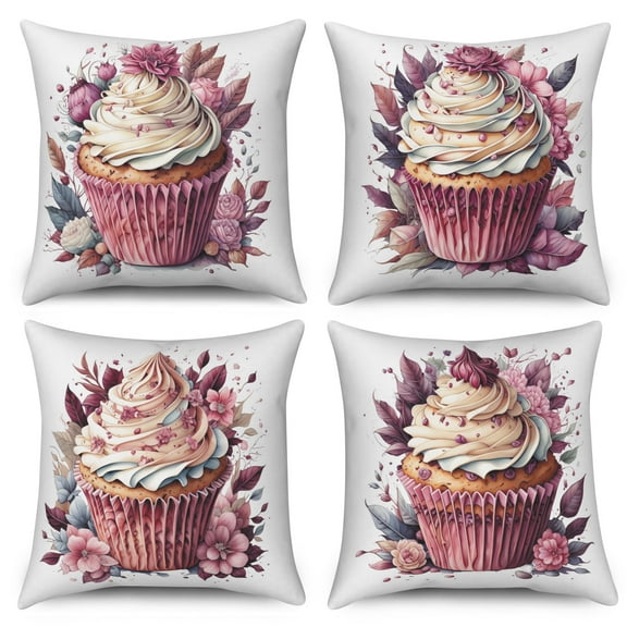 Pbobriich Summer Pillow Covers 18x18 inch Set of 4 Ice Cream Throw Pillowcase Home Sofa Bedroom Living Room Cushion Case
