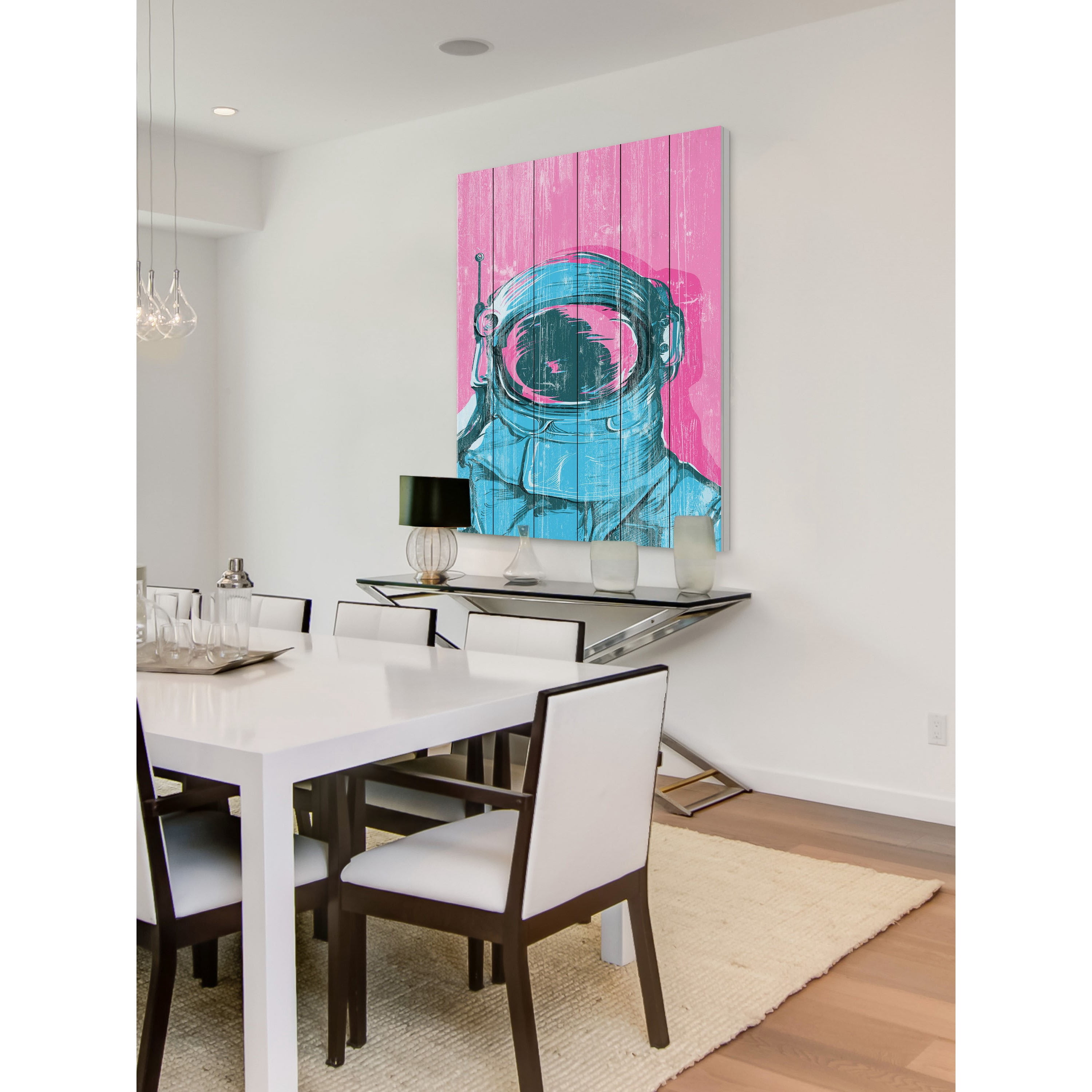 The Astronaut Painting Print on White Wood