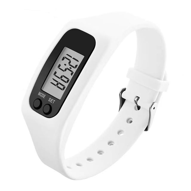 Daily Mix Store Pedometer Simple Step Counte, Simple Step Counter with Time Display, Distance & Calorie Calculation, Digital LCD Silicone Wristband Pedometer Watch for Men Women Adults Seniors