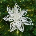 thumbnail image 2 of Holiday Time 9IN White Glitter Poinsettia Pick, 2 of 4
